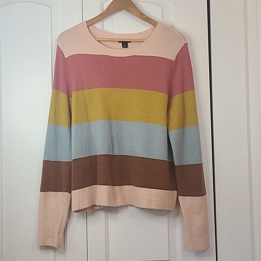 Halogen Multicolor Striped Crew Neck Sweater Size 1X